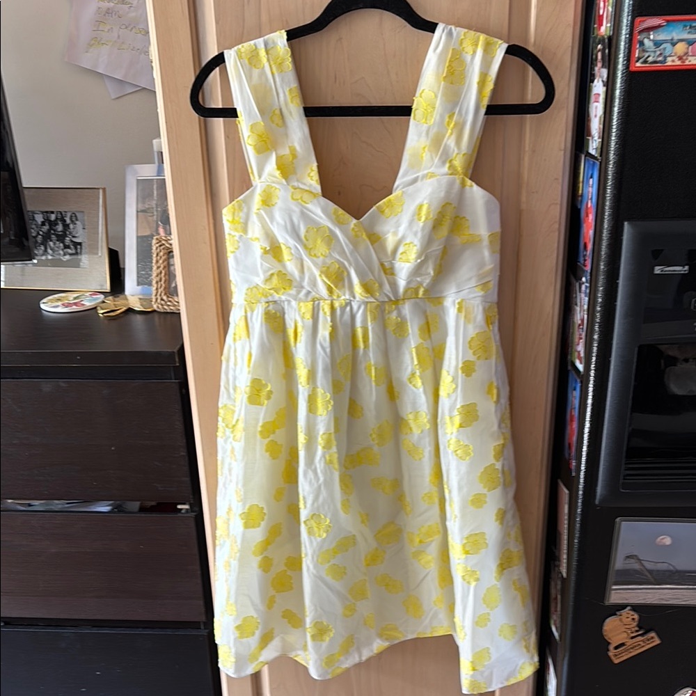Kate Spade Yellow and White Sweetheart Sundress-S